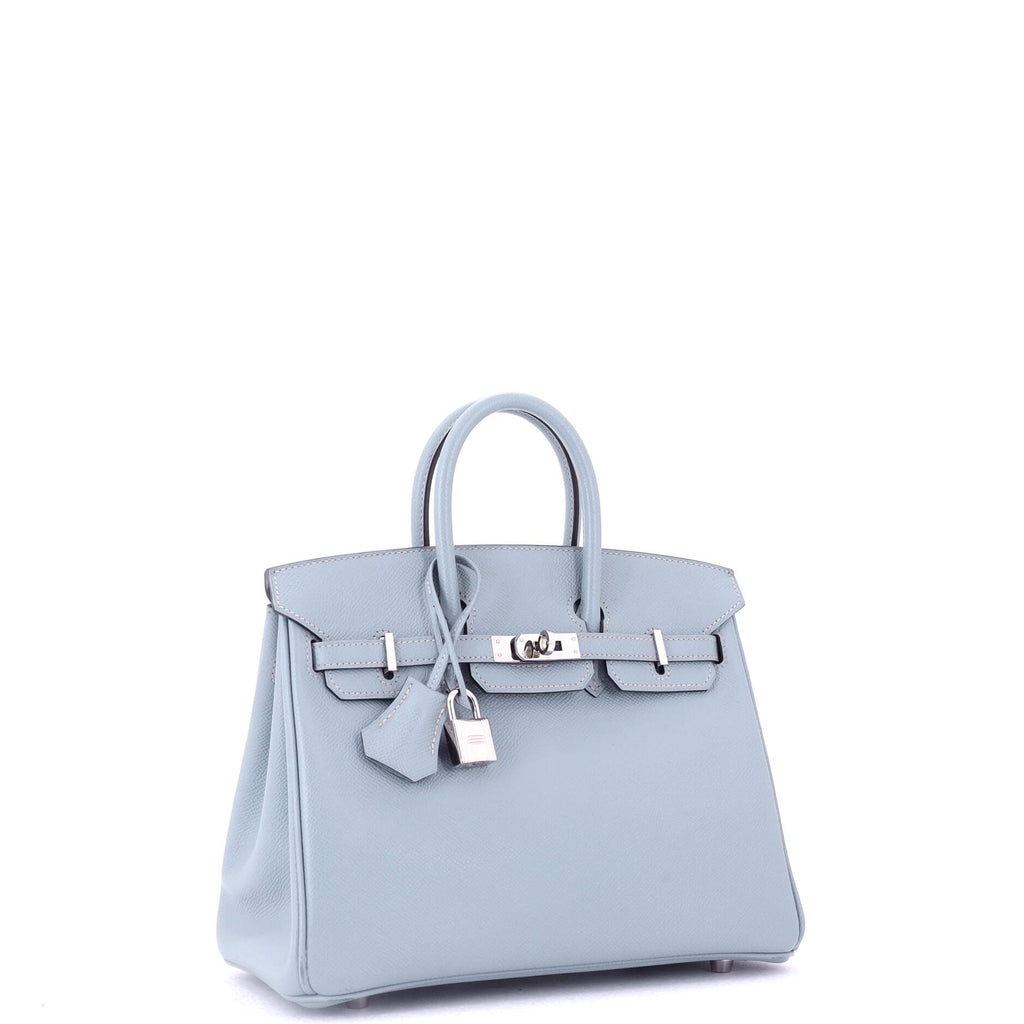 Birkin Handbag Bleu Lin Epsom with Palladium Hardware 25