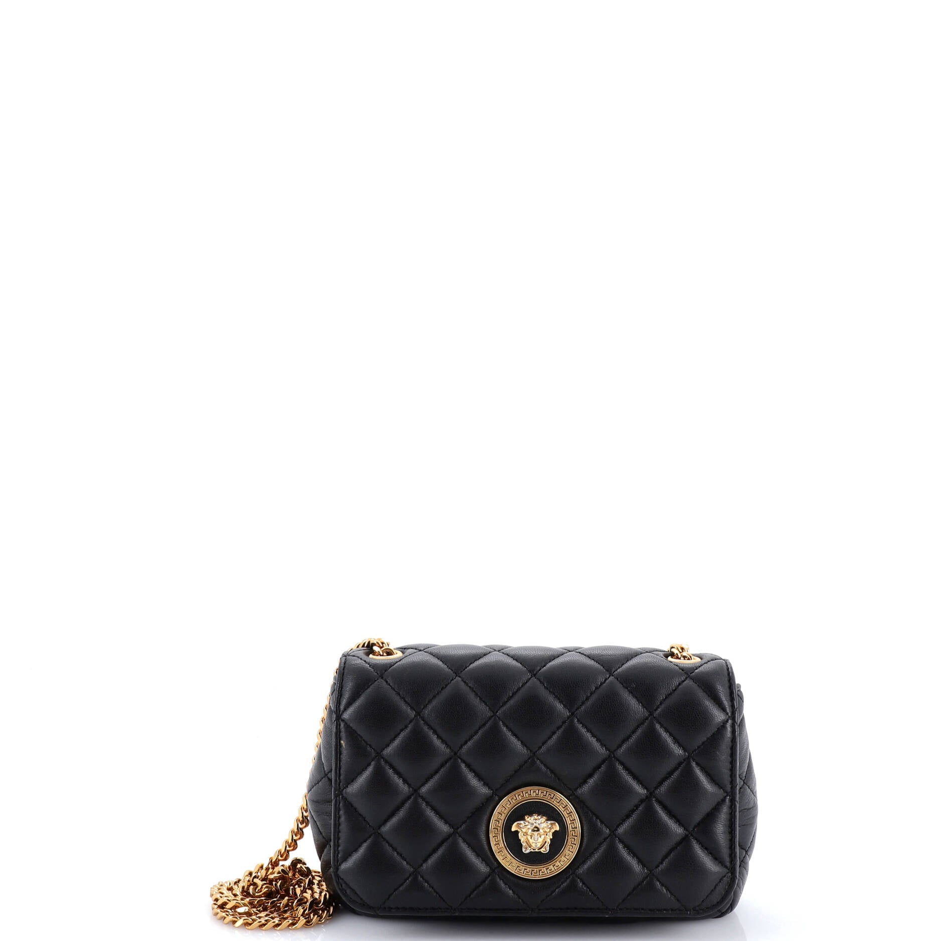 Medusa Icon Chain Flap Bag Quilted Leather Mini