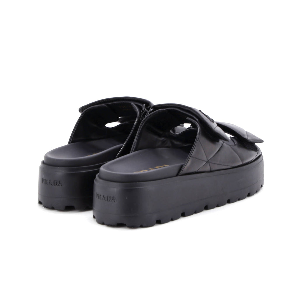 Women's Sporty Open Back Sandals Quilted Leather