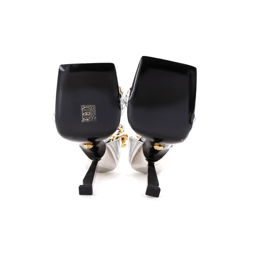 Women's Medusa Ankle Chain Strap Heeled Sandals Leather