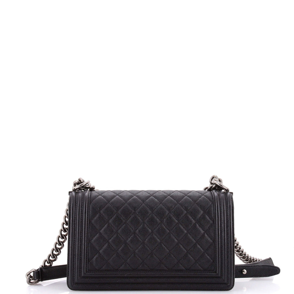 Boy Flap Bag Quilted Caviar Old Medium