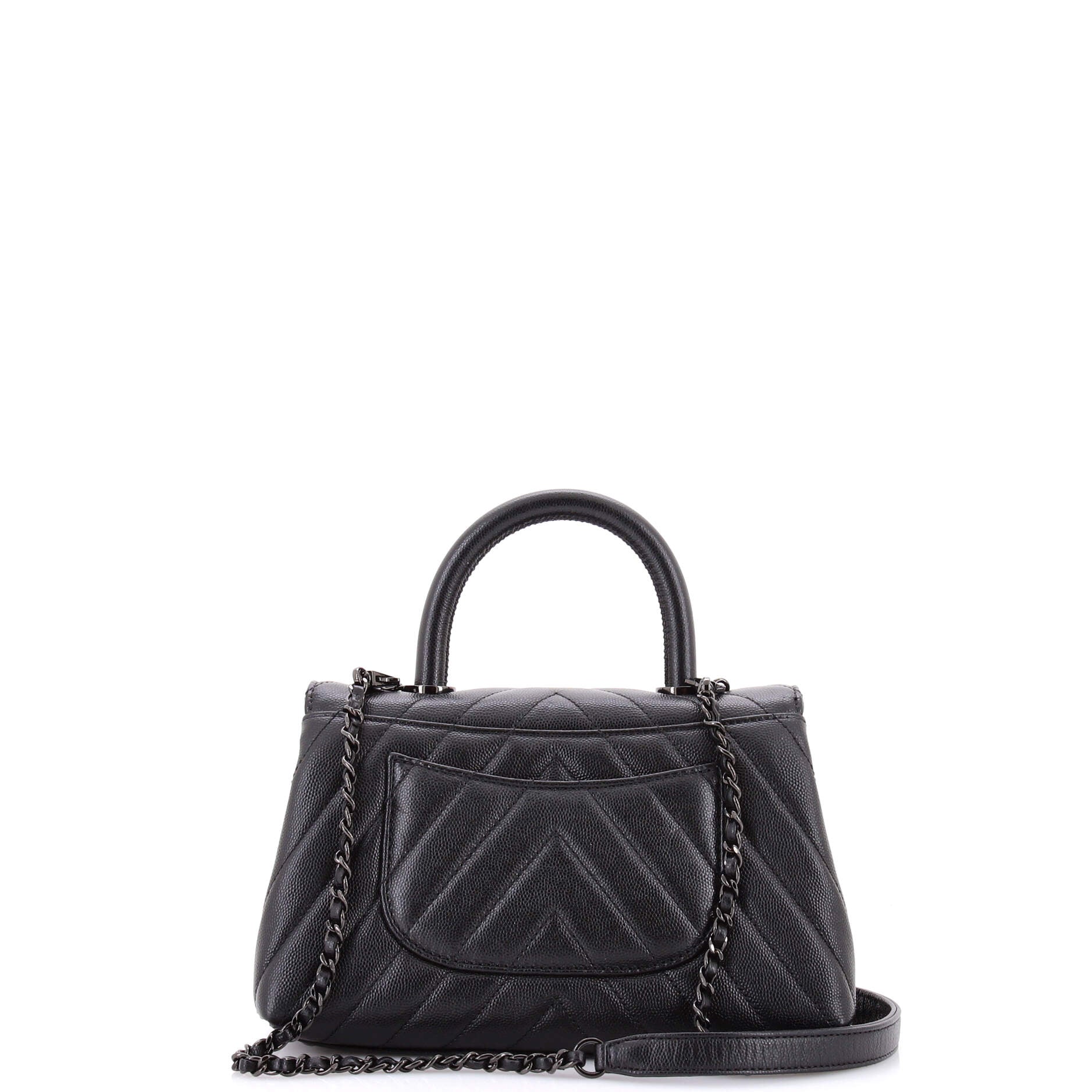 So Black Coco Top Handle Bag Chevron Caviar Mini