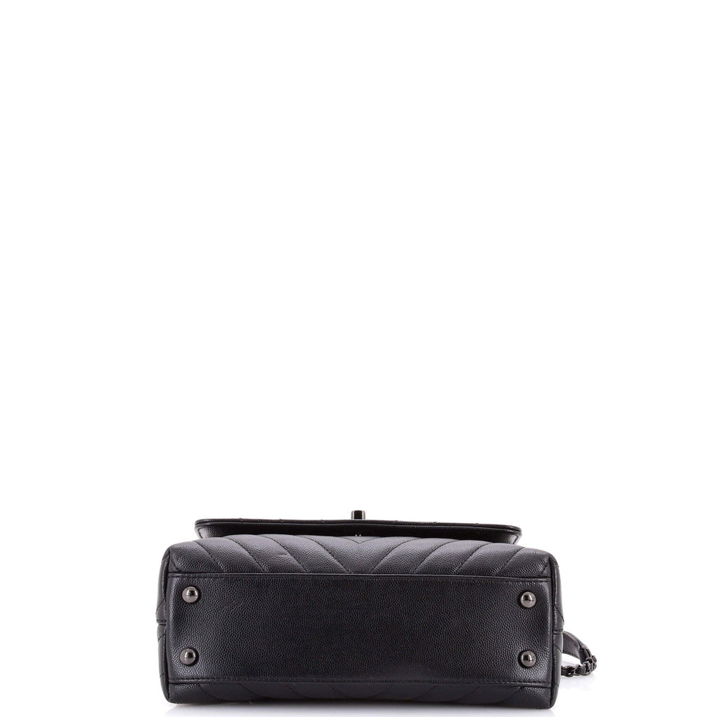 So Black Coco Top Handle Bag Chevron Caviar Mini