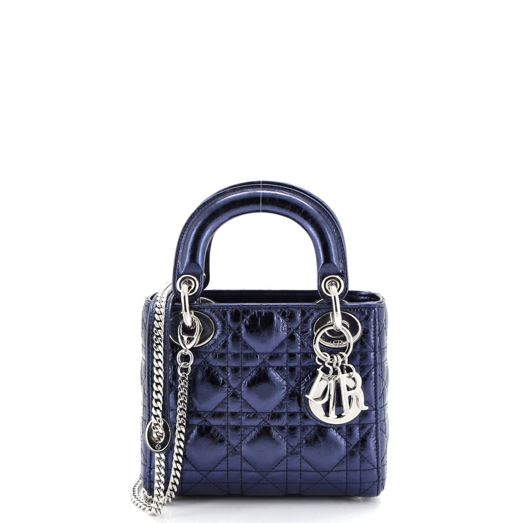 Lady Dior Chain Bag Cannage Quilt Iridescent Leather Mini