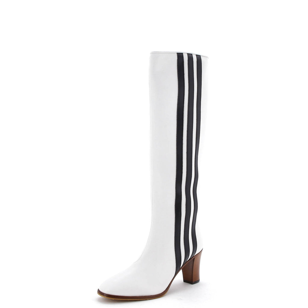 x adidas Knee High Striped Boots Leather