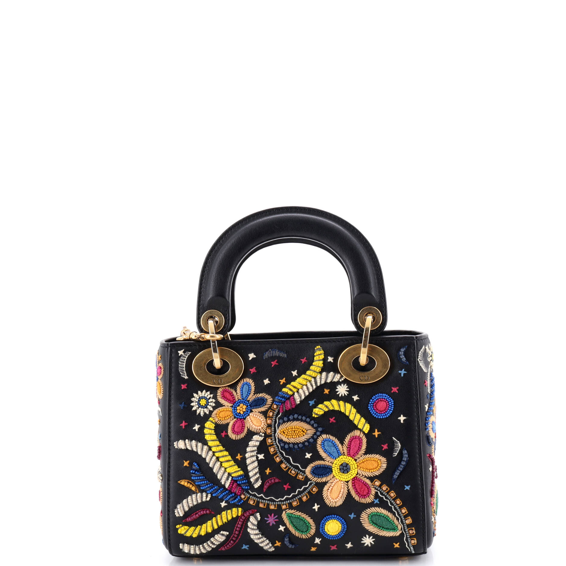 Lady Dior Chain Bag Embroidered Calfskin Mini