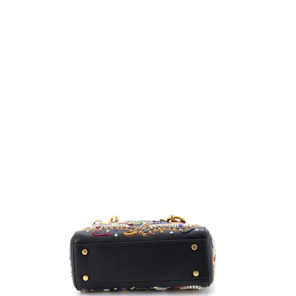 Lady Dior Chain Bag Embroidered Calfskin Mini