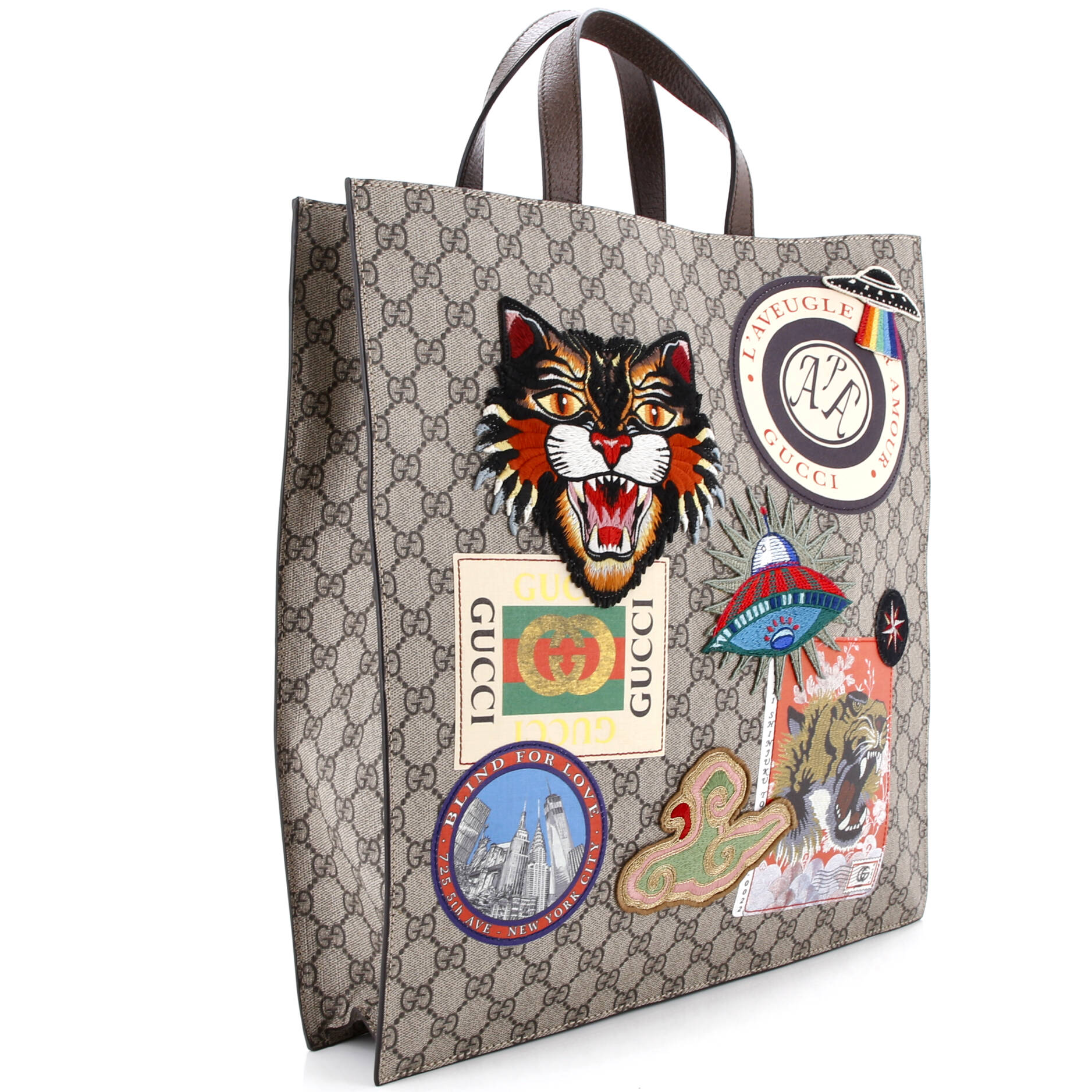 Courrier Convertible Soft Open Tote GG Coated Canvas with Applique North South