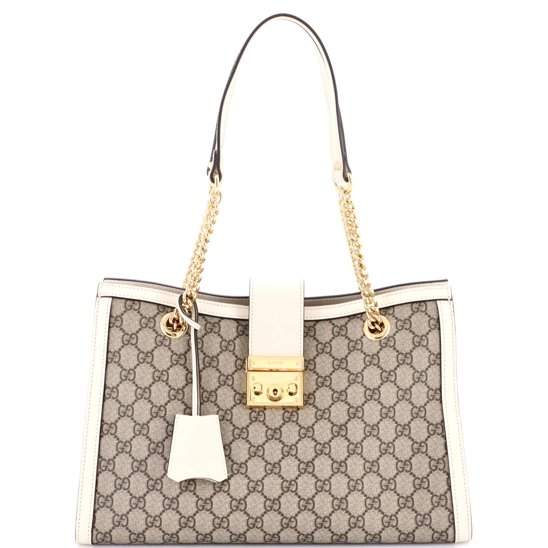 Padlock Chain Tote GG Coated Canvas with Leather Medium