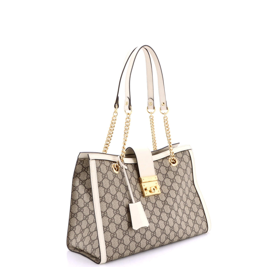 Padlock Chain Tote GG Coated Canvas with Leather Medium