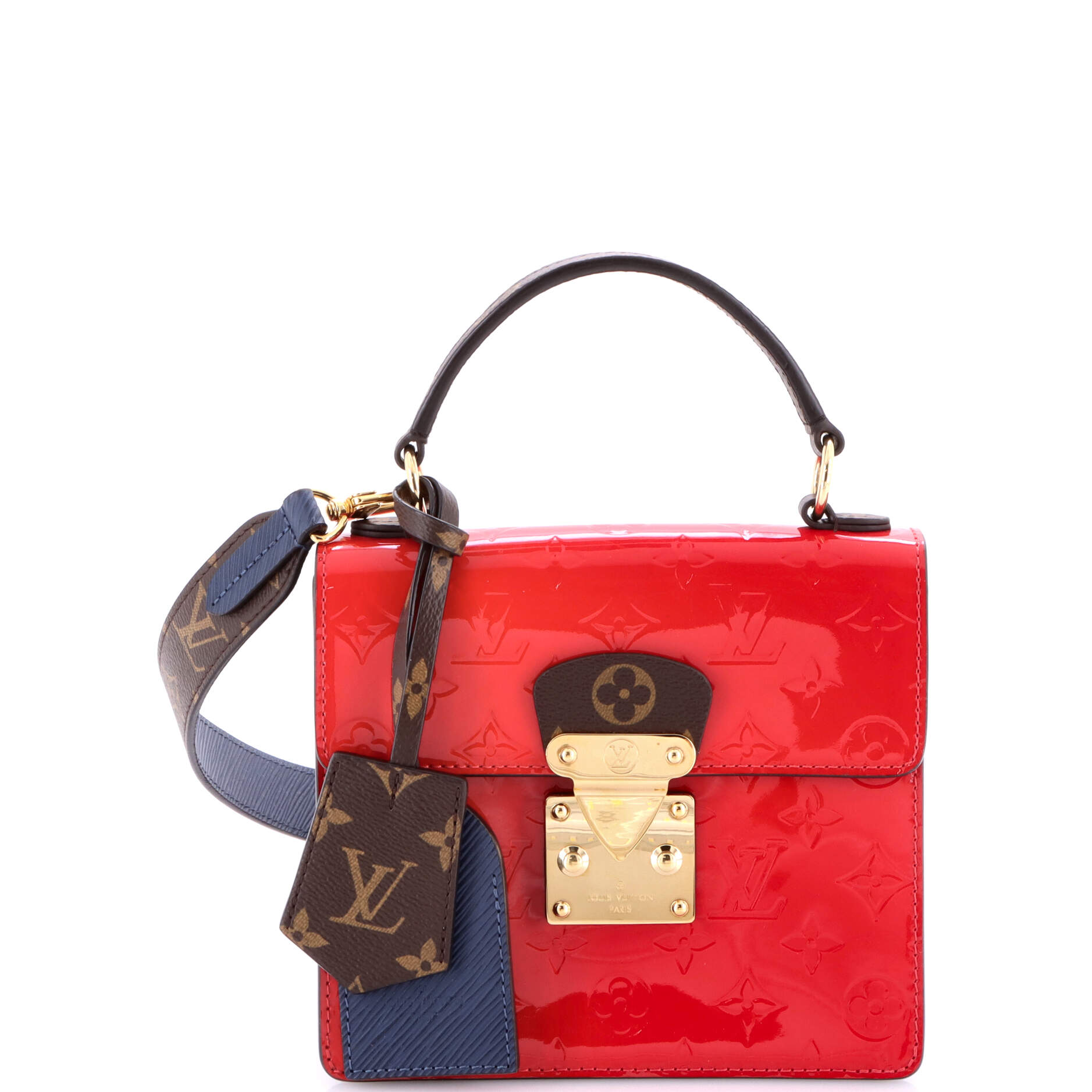 Spring Street NM Handbag Monogram Vernis with Monogram Canvas and Epi Leather