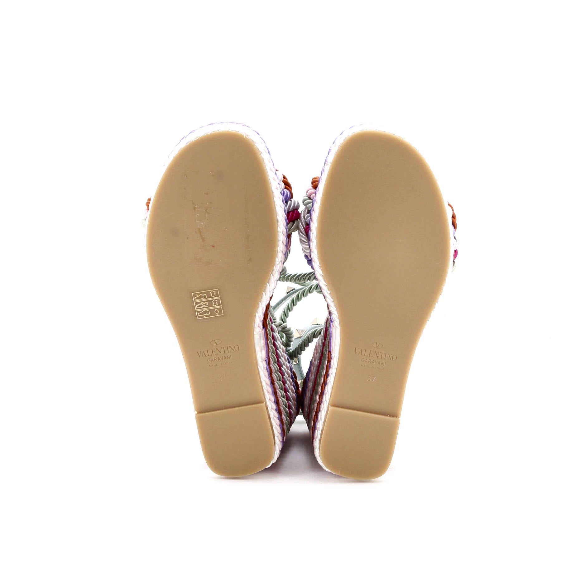 Women's Rockstud Torchon Espadrille Wedge Sandals Leather and Cord