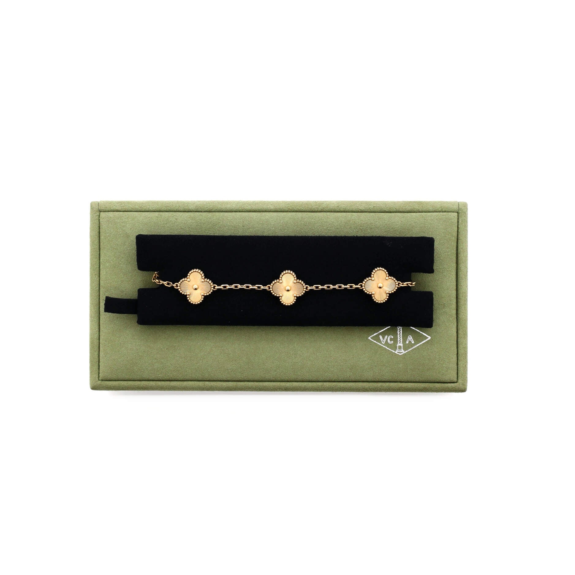 Vintage Alhambra 5 Motifs Bracelet Guilloche 18K Yellow Gold