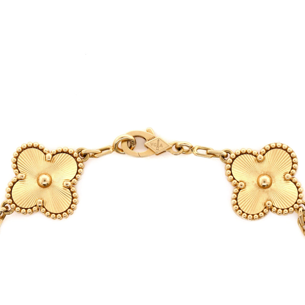 Vintage Alhambra 5 Motifs Bracelet Guilloche 18K Yellow Gold