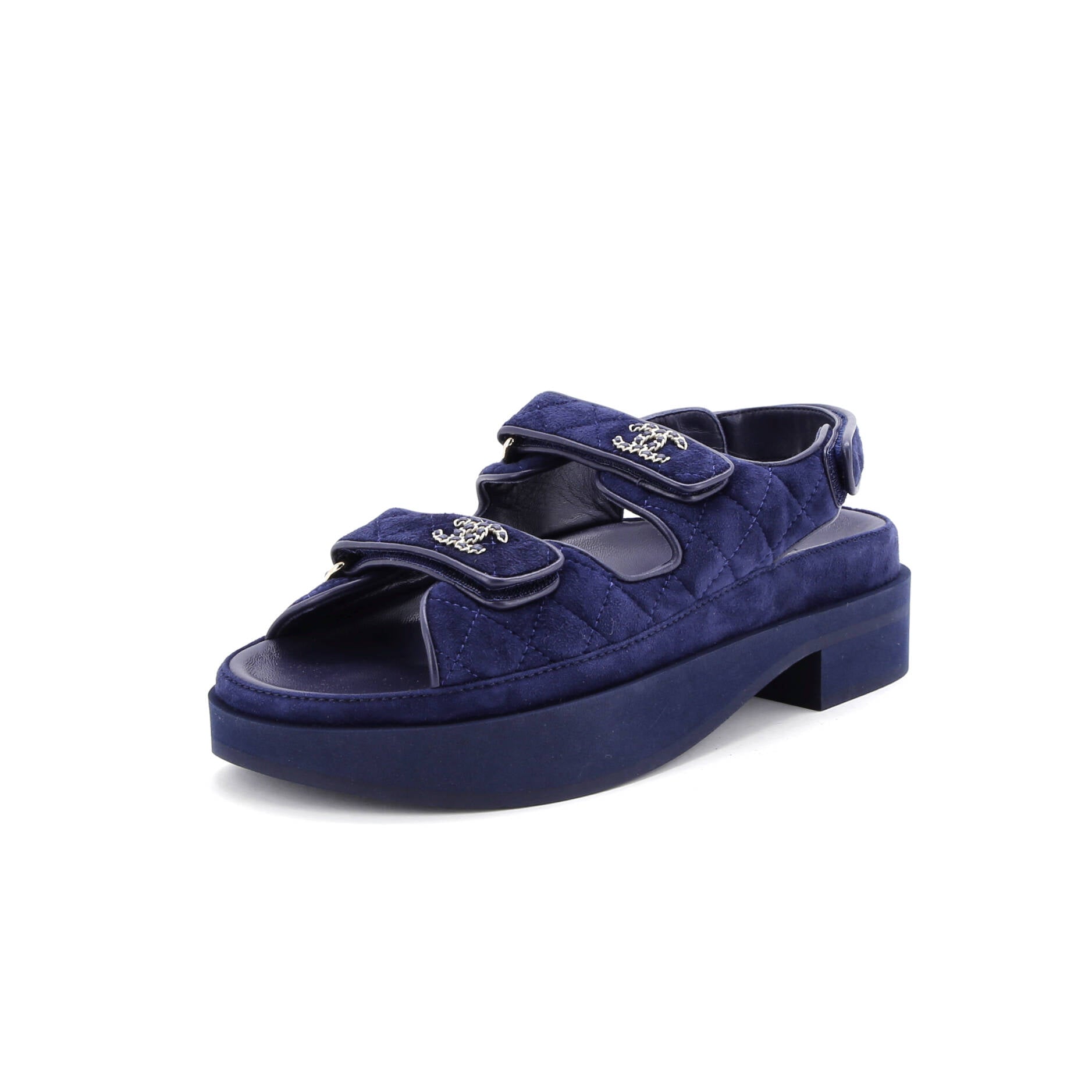 Women's Velcro Dad Sandals Quilted Suede
