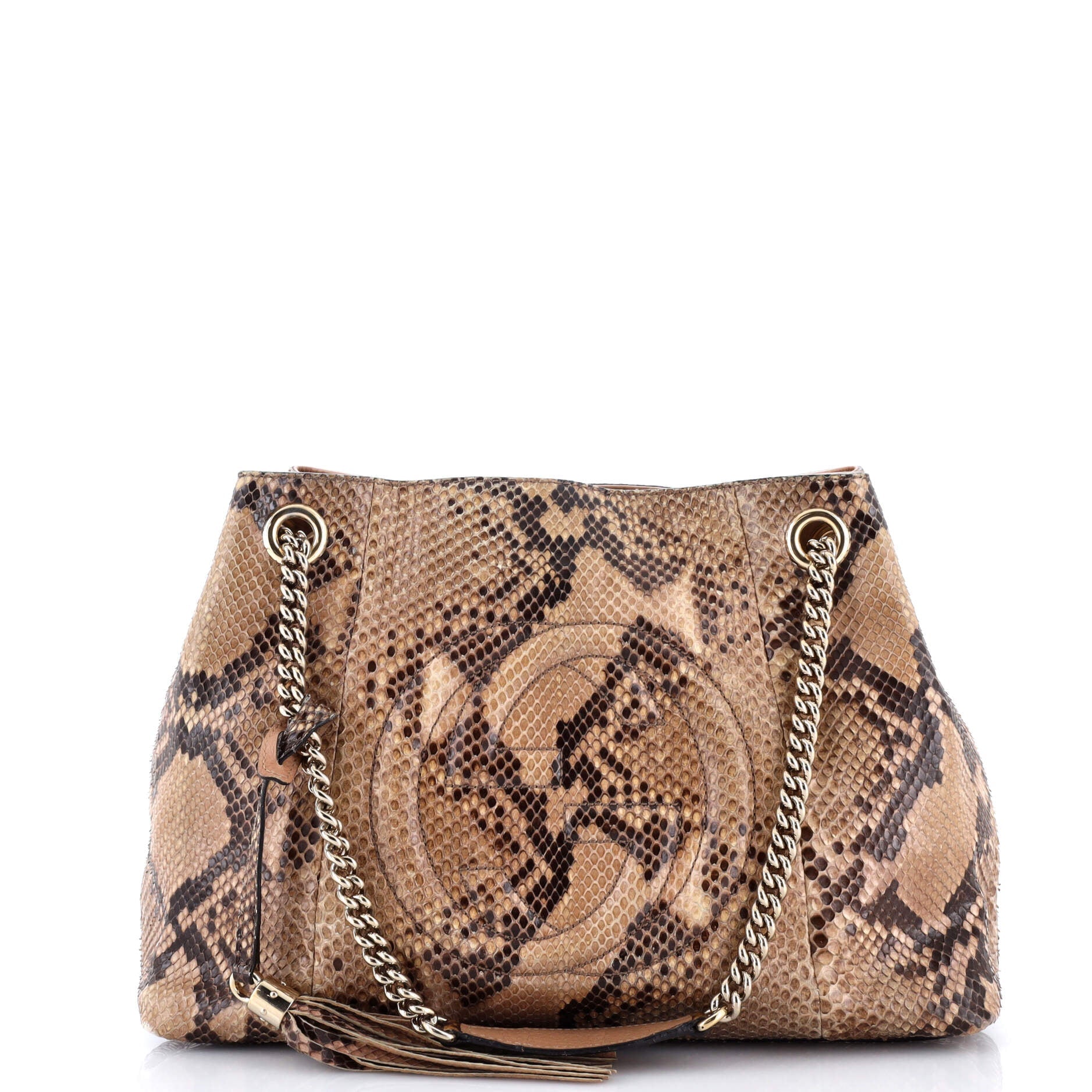 Soho Chain Strap Shoulder Bag Python Medium