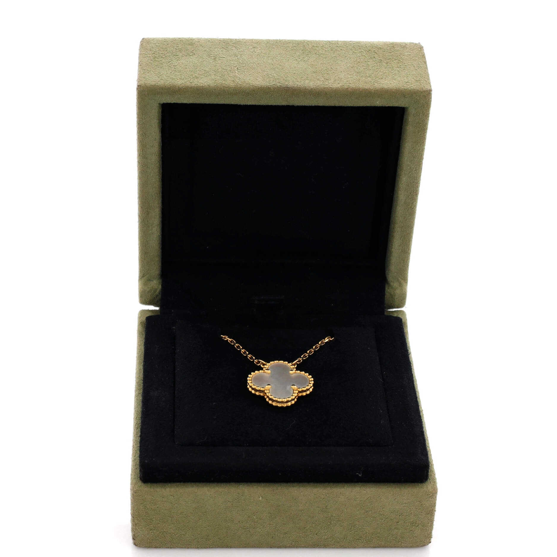Vintage Alhambra Pendant Necklace 18K Yellow Gold and Mother of Pearl