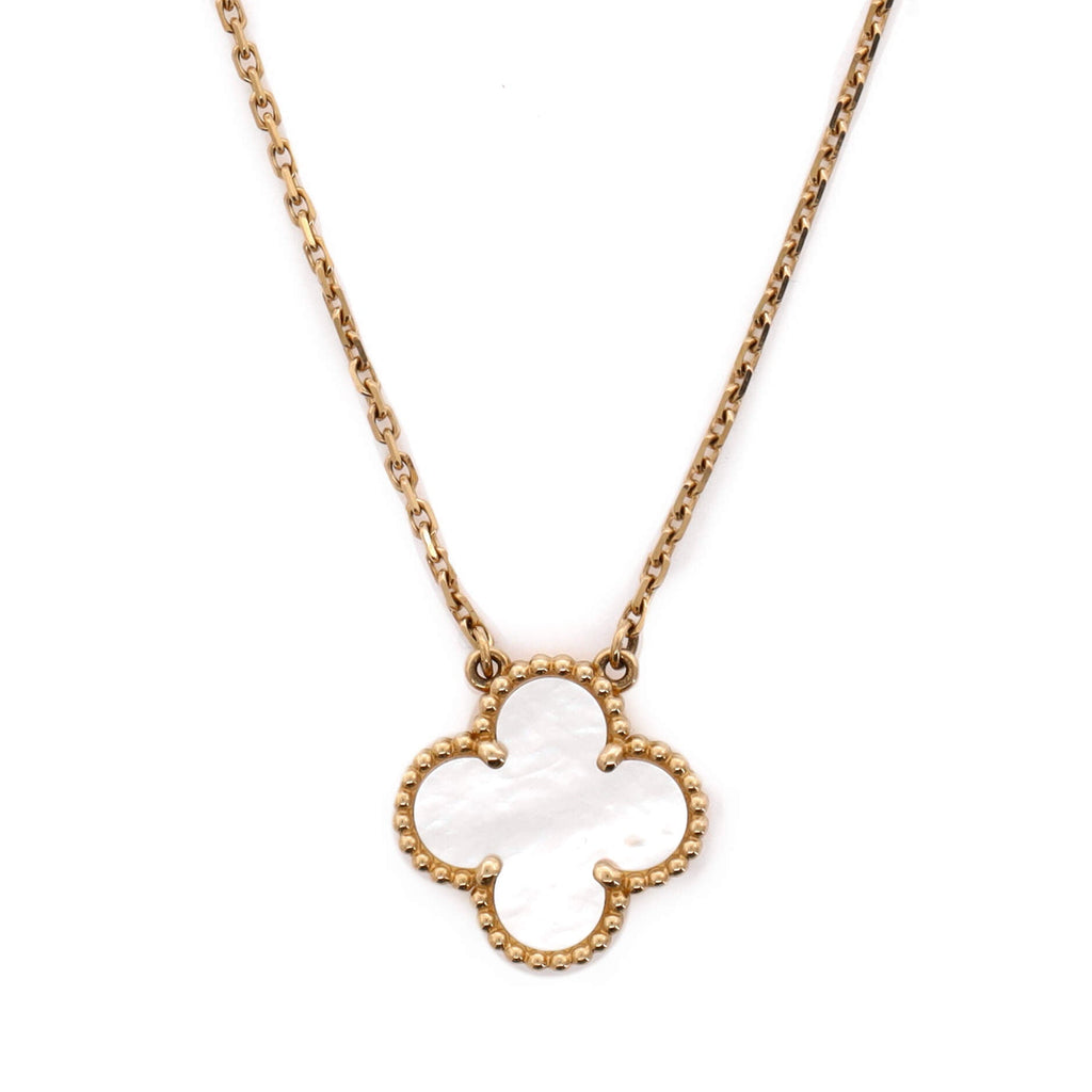 Vintage Alhambra Pendant Necklace 18K Yellow Gold and Mother of Pearl