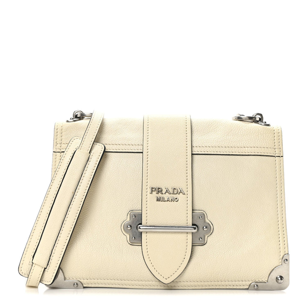 Glace Calfskin Large Soft Cahier Bag White
