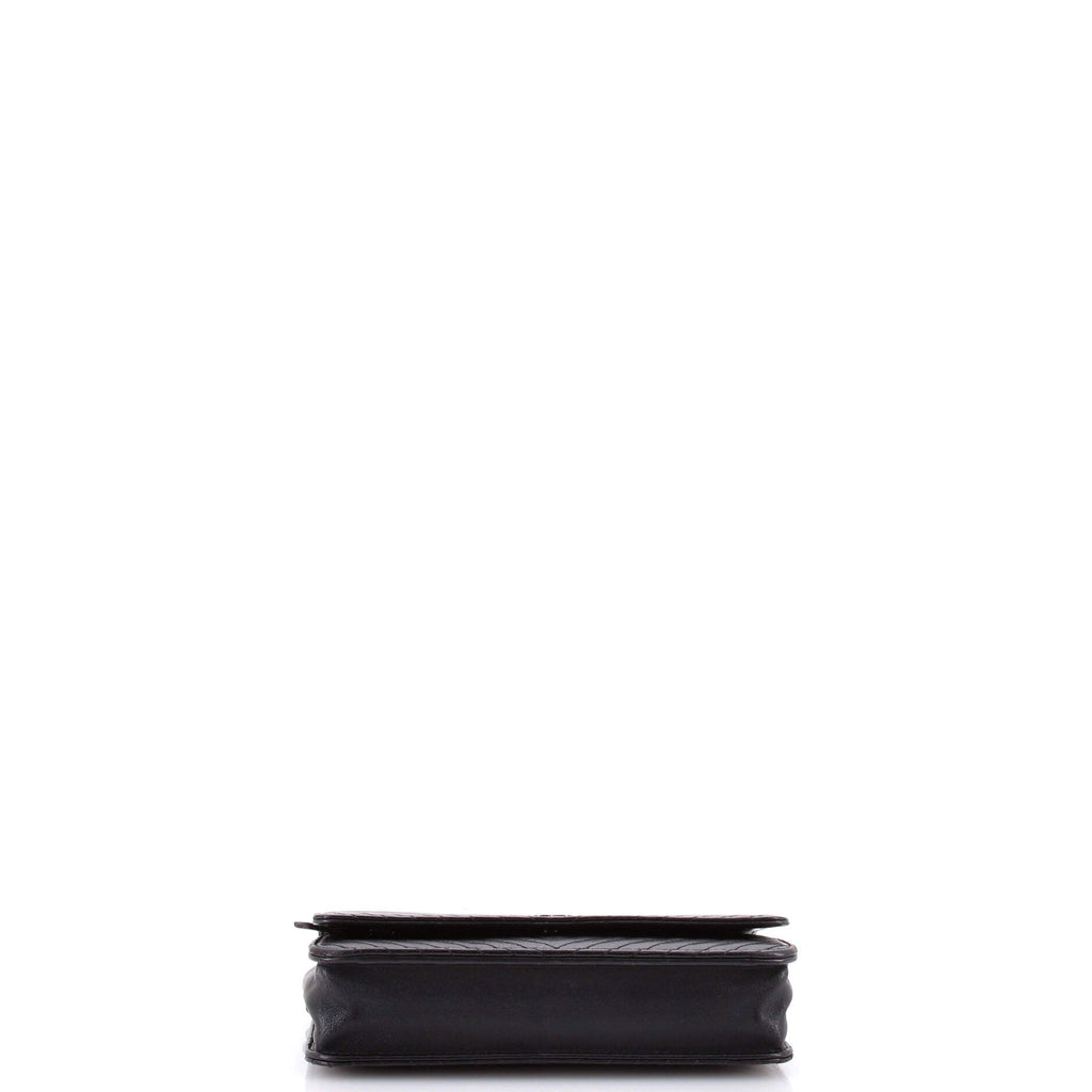 So Black Wallet on Chain Chevron Lambskin