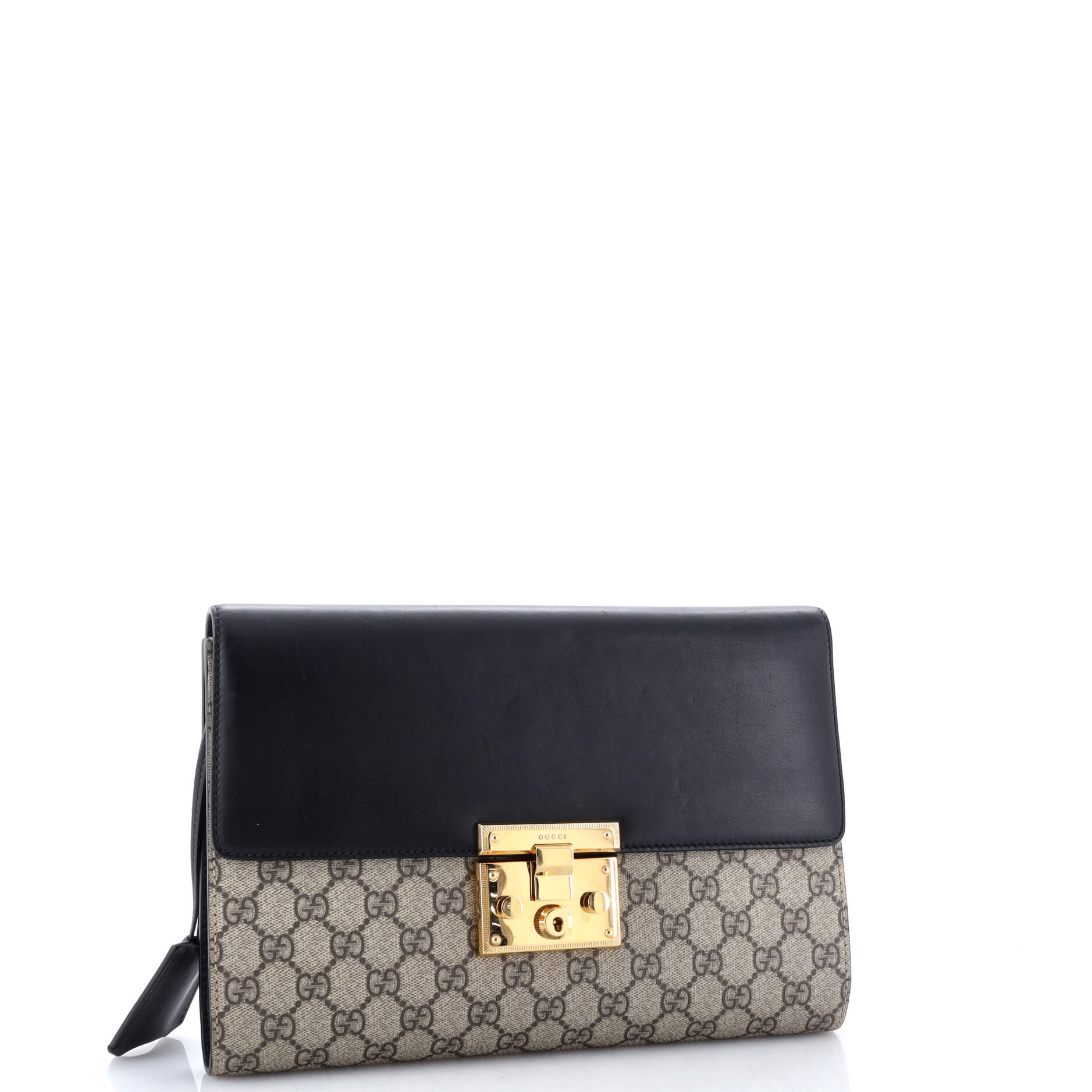 Padlock Clutch GG Canvas and Leather Large