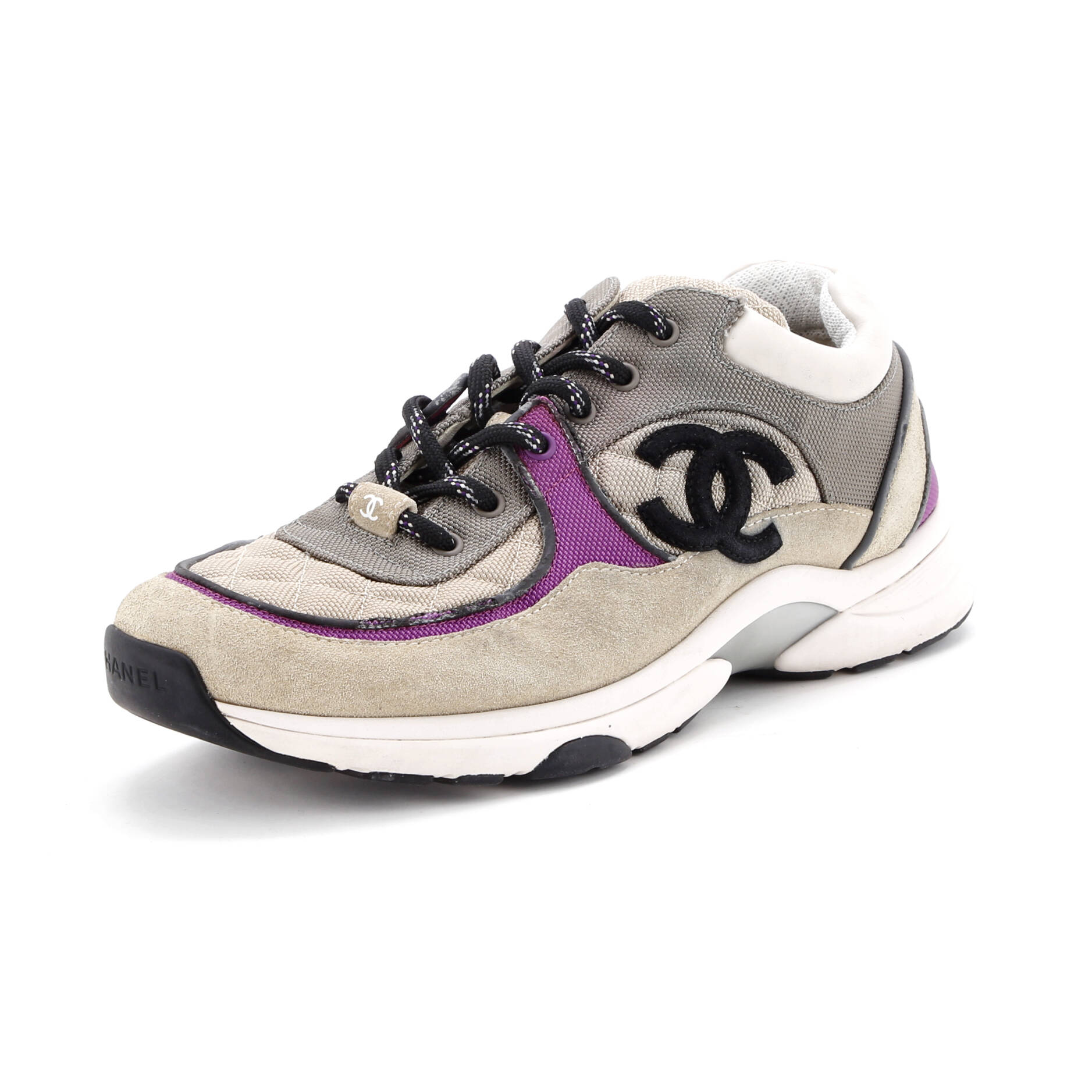 Women's CC Low-Top Sneakers Suede and Quilted Fabric