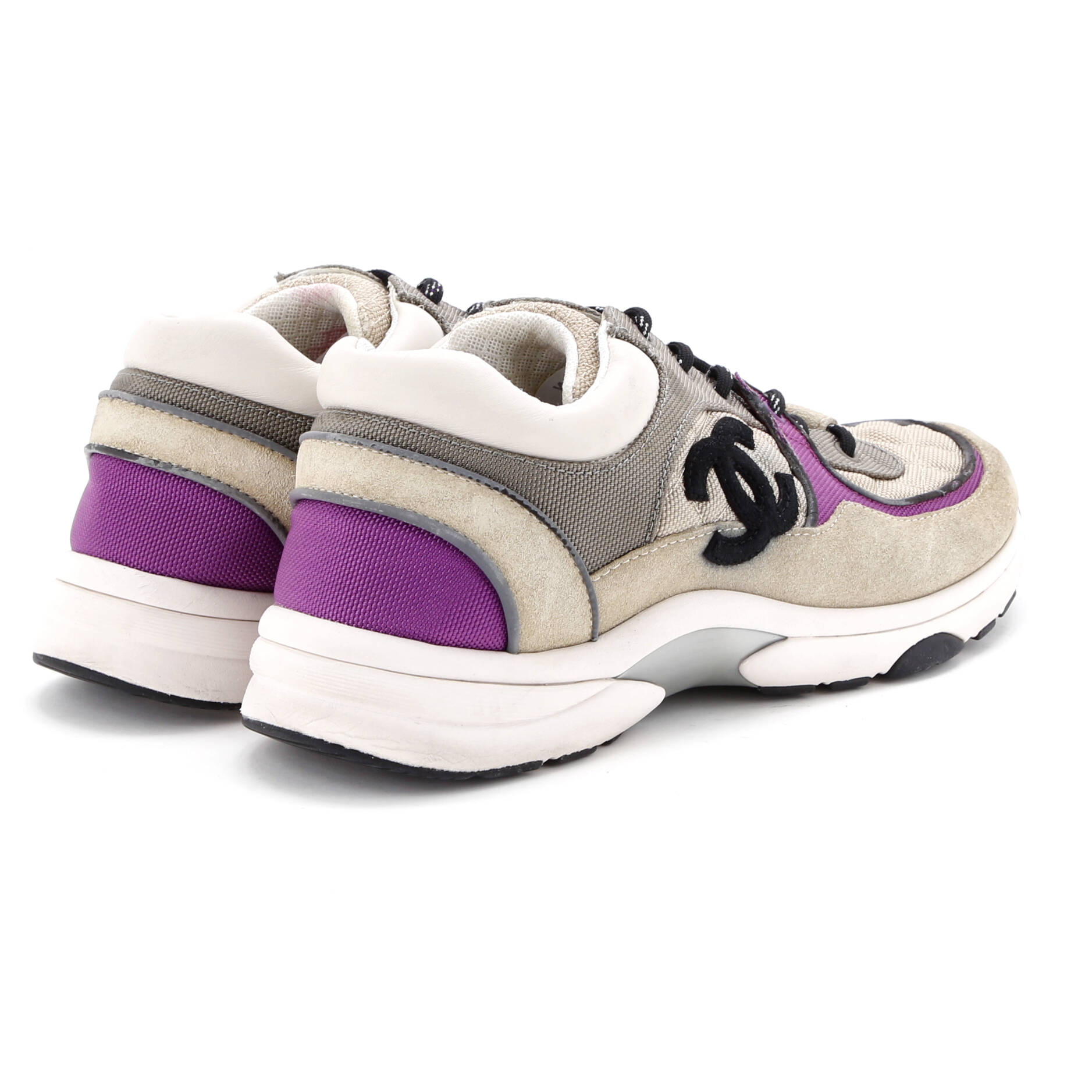 Women's CC Low-Top Sneakers Suede and Quilted Fabric