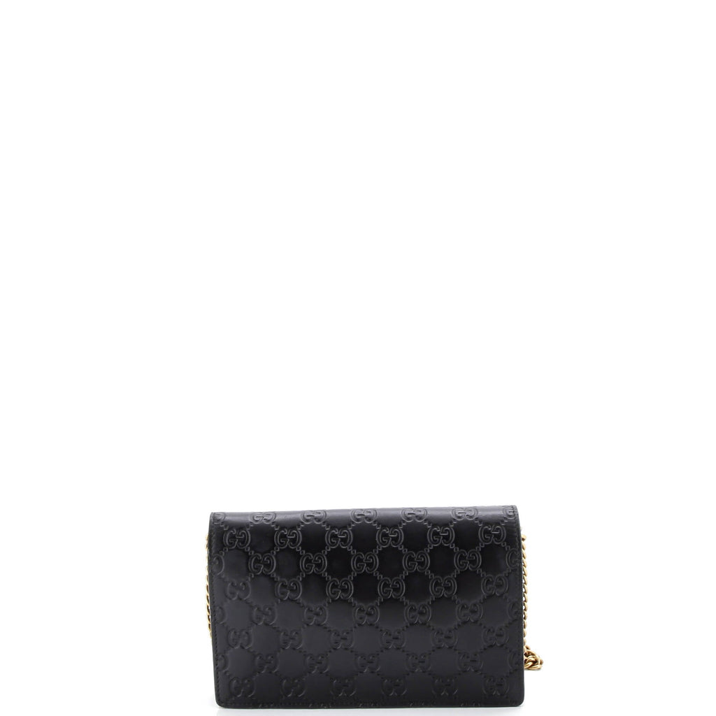 Crystal Cat Wallet on Chain Guccissima Leather
