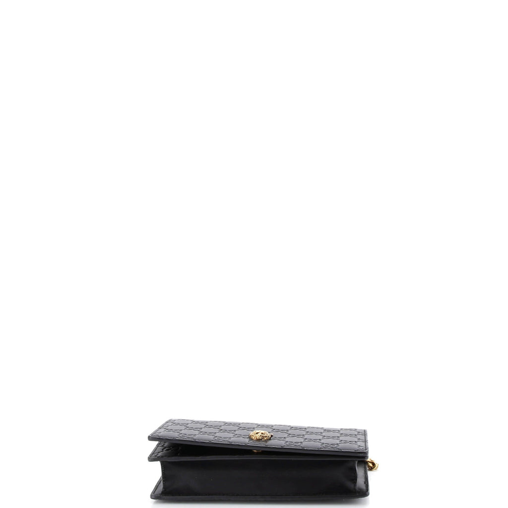 Crystal Cat Wallet on Chain Guccissima Leather