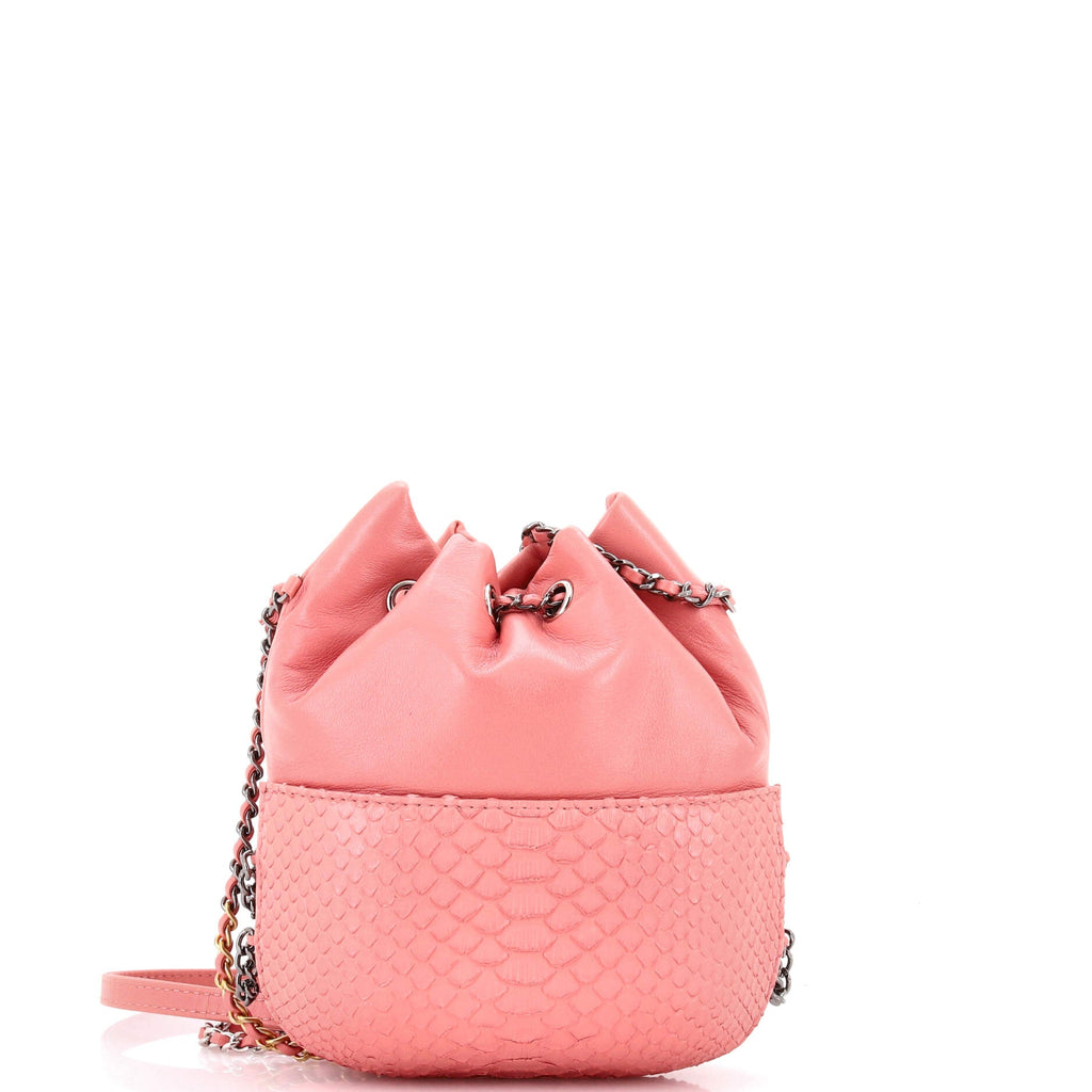 Gabrielle Drawstring Bag Calfskin and Python Small