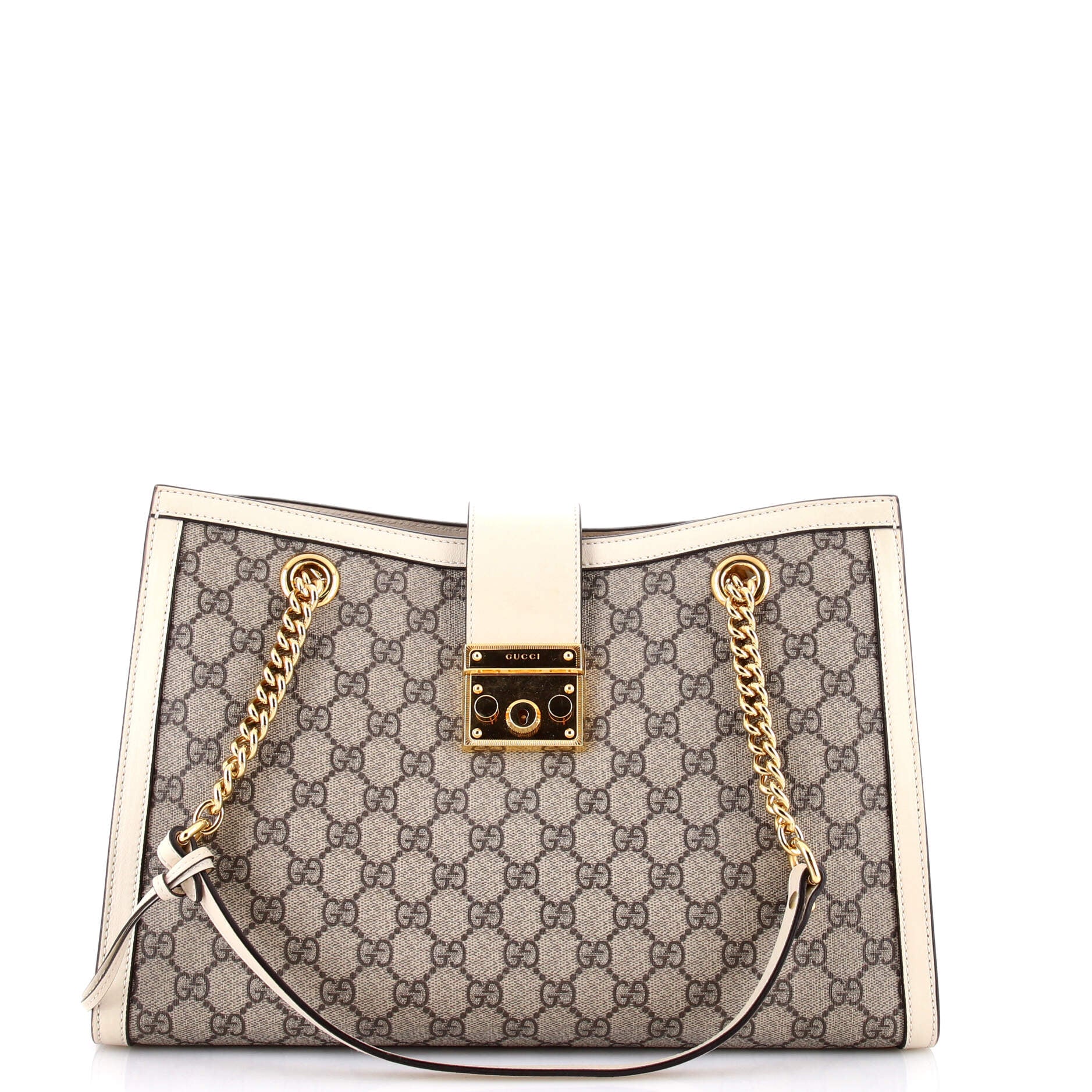 Padlock Chain Tote GG Coated Canvas with Leather Medium