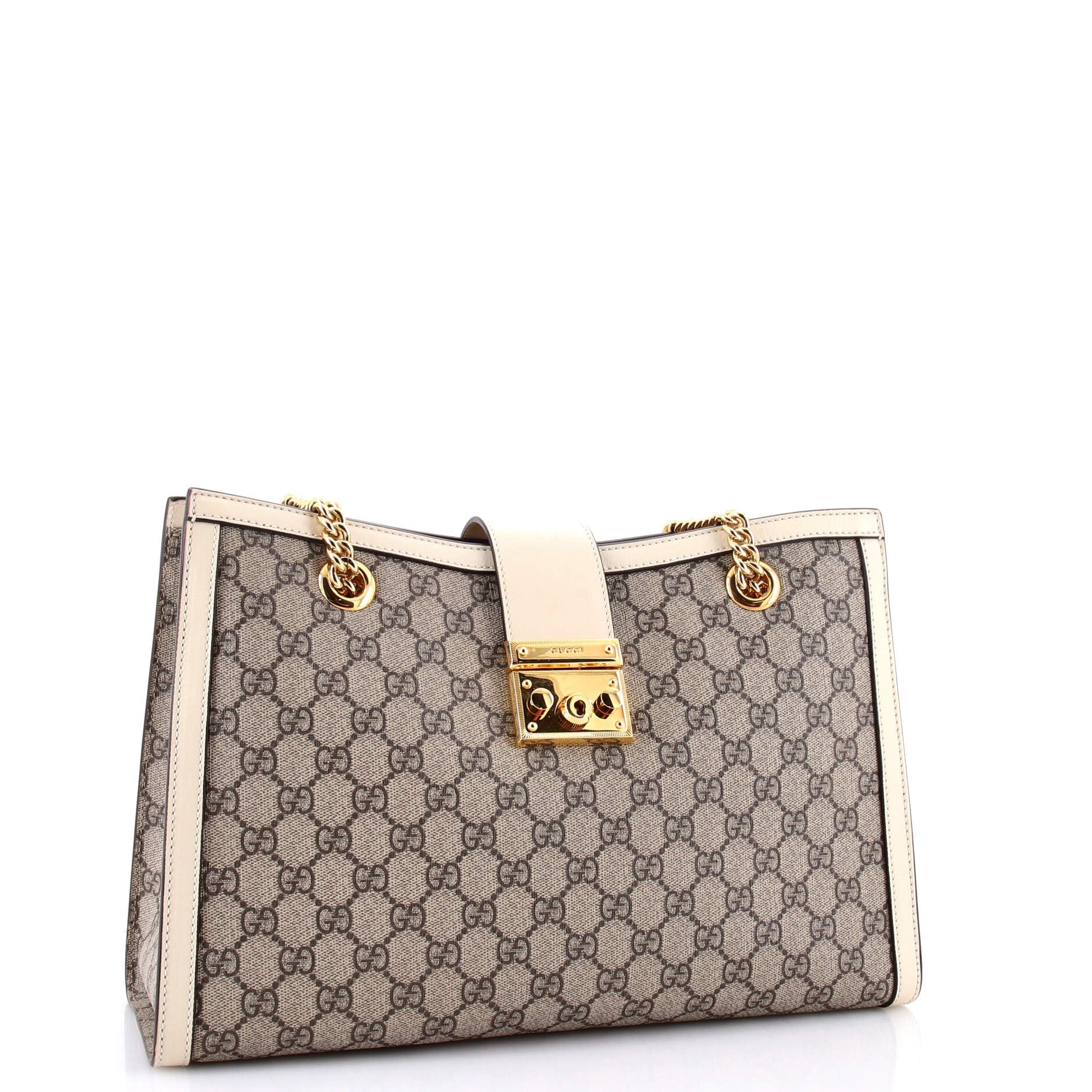 Padlock Chain Tote GG Coated Canvas with Leather Medium
