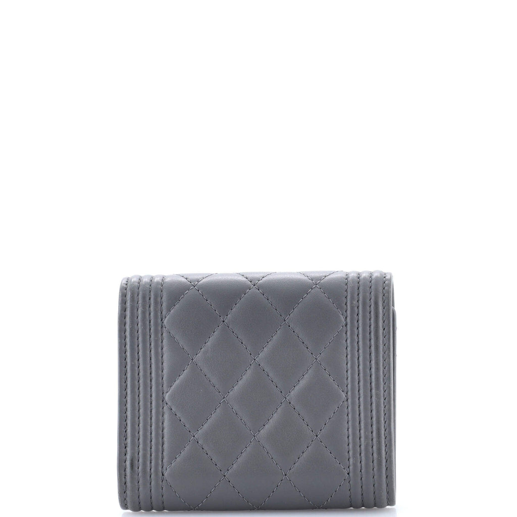 Boy Trifold Flap Wallet Quilted Caviar Small