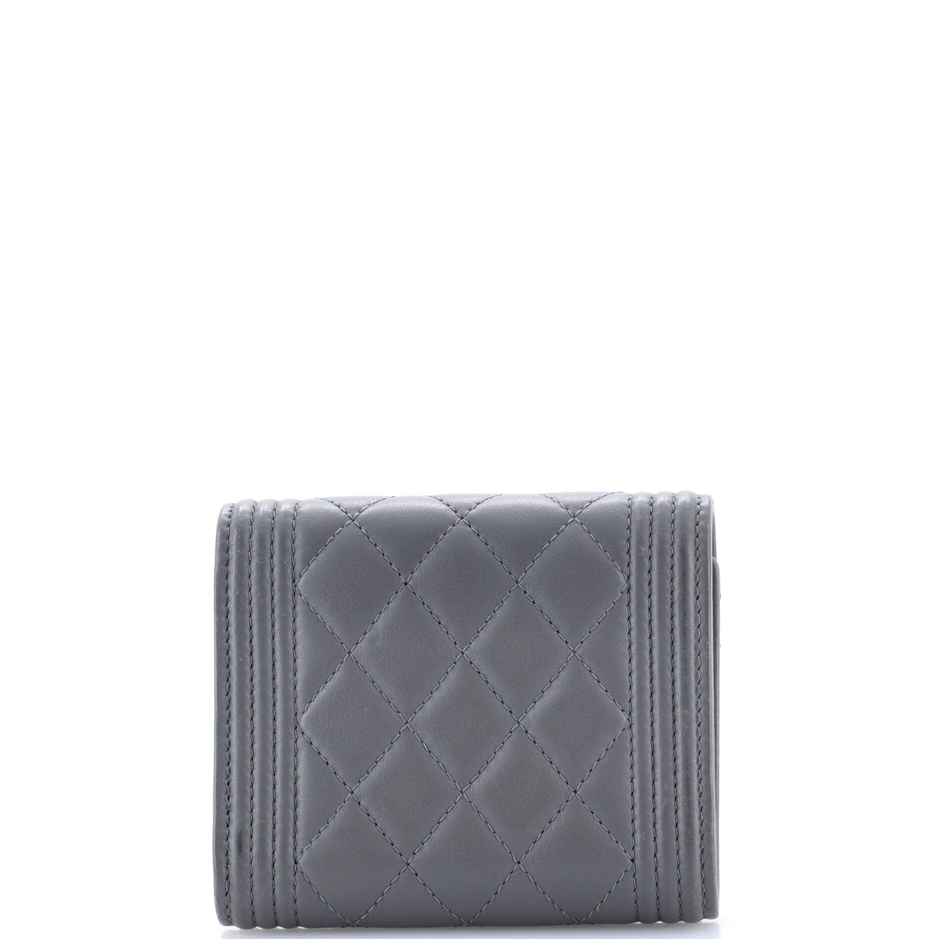 Boy Trifold Flap Wallet Quilted Caviar Small