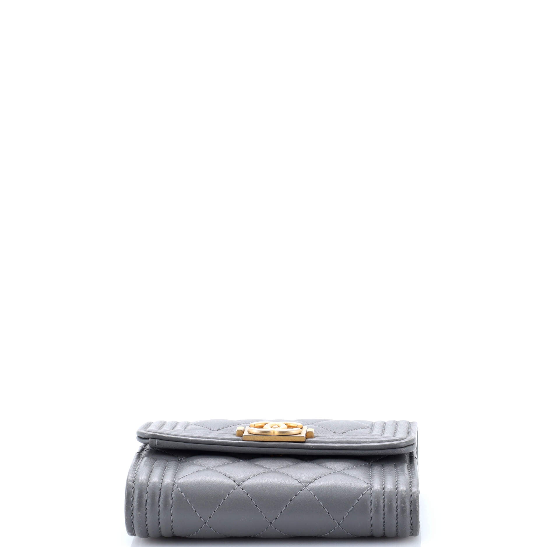 Boy Trifold Flap Wallet Quilted Caviar Small