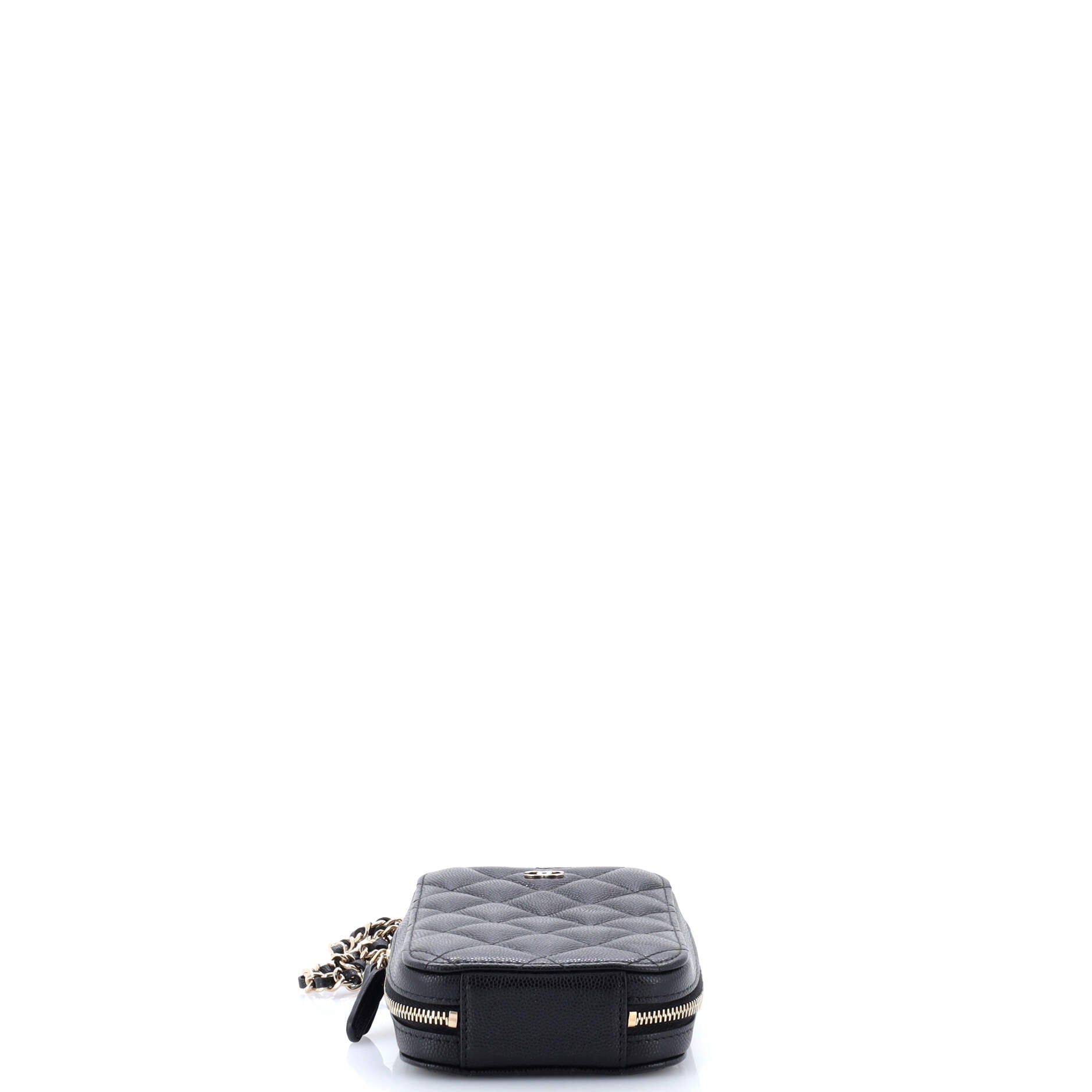 Zip Around Phone Case with Chain Quilted Caviar