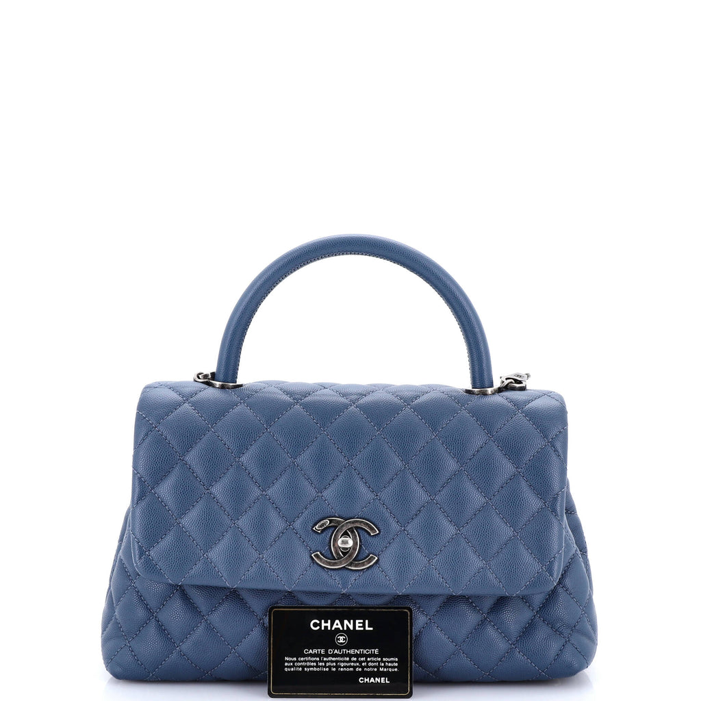 Coco Top Handle Bag Quilted Caviar Small