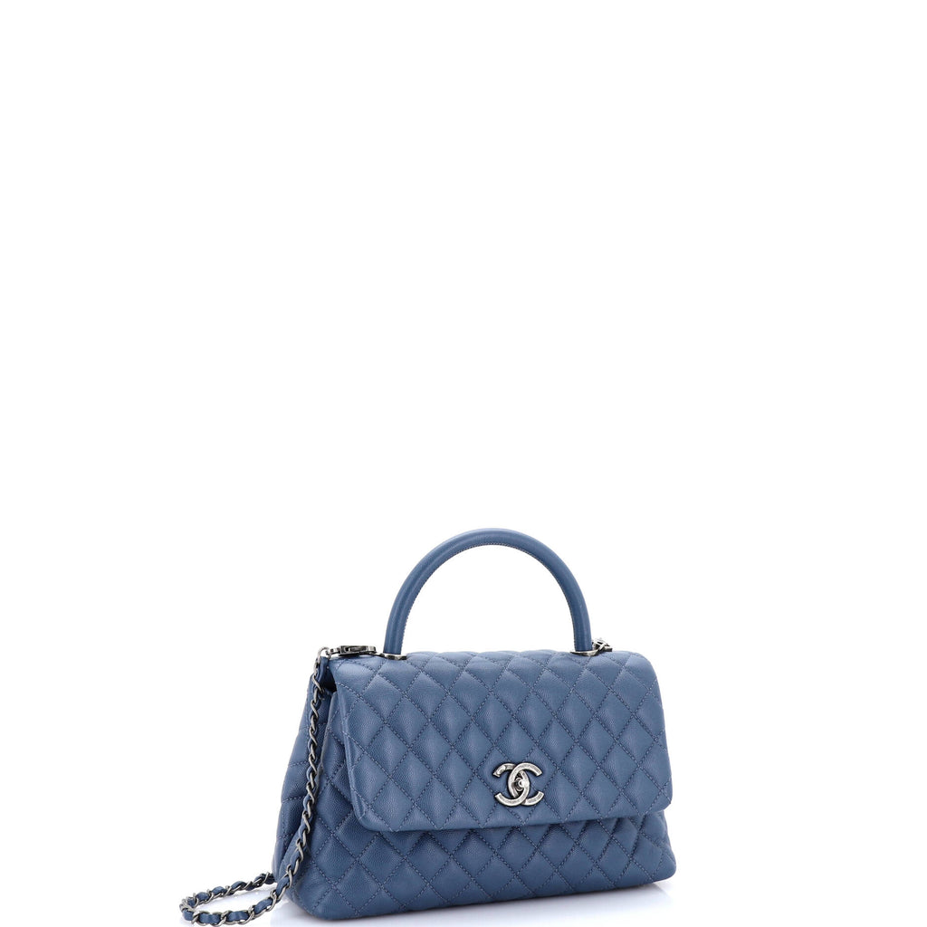 Coco Top Handle Bag Quilted Caviar Small