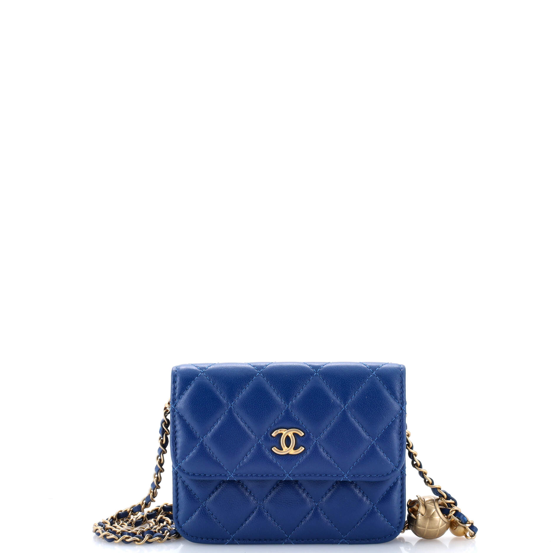 Pearl Crush Flap Clutch with Chain Quilted Lambskin Mini