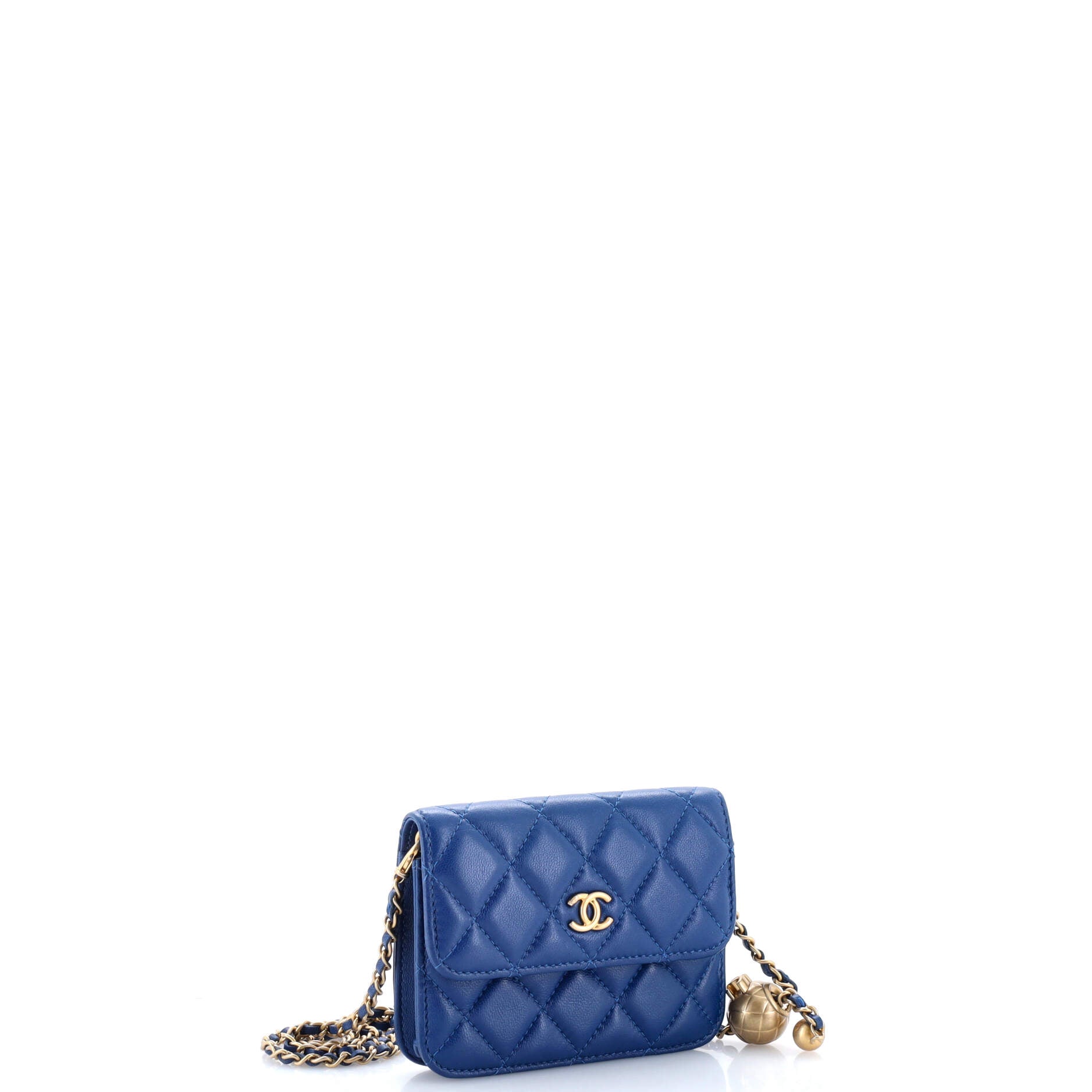 Pearl Crush Flap Clutch with Chain Quilted Lambskin Mini