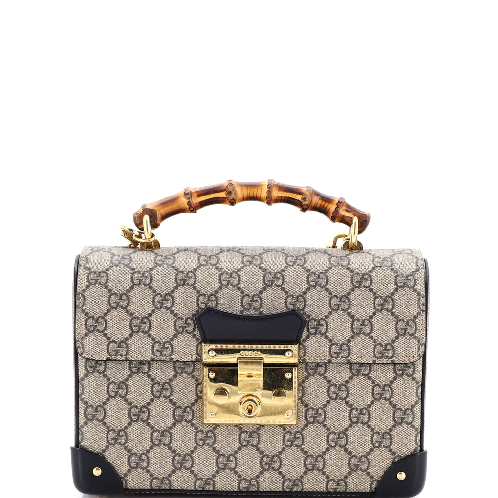 Padlock Bamboo Shoulder Bag GG Coated Canvas Small