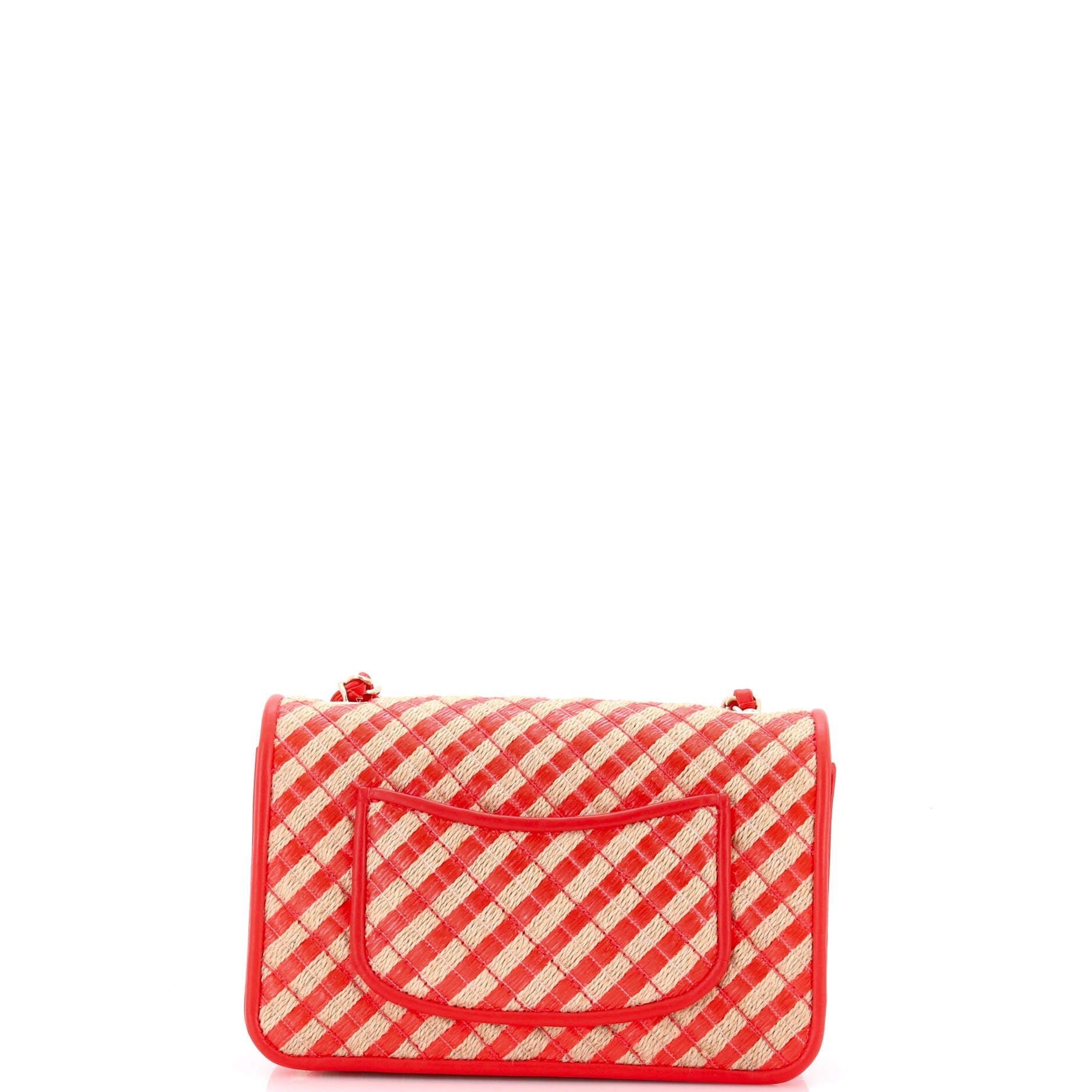 CC Flap Bag Striped Raffia and Jute Mini