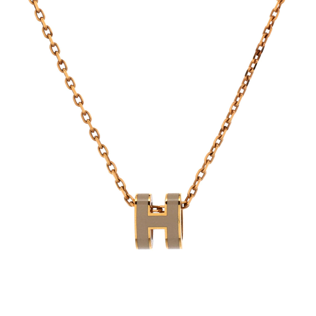 Pop H Pendant Chain Necklace Metal and Enamel Mini