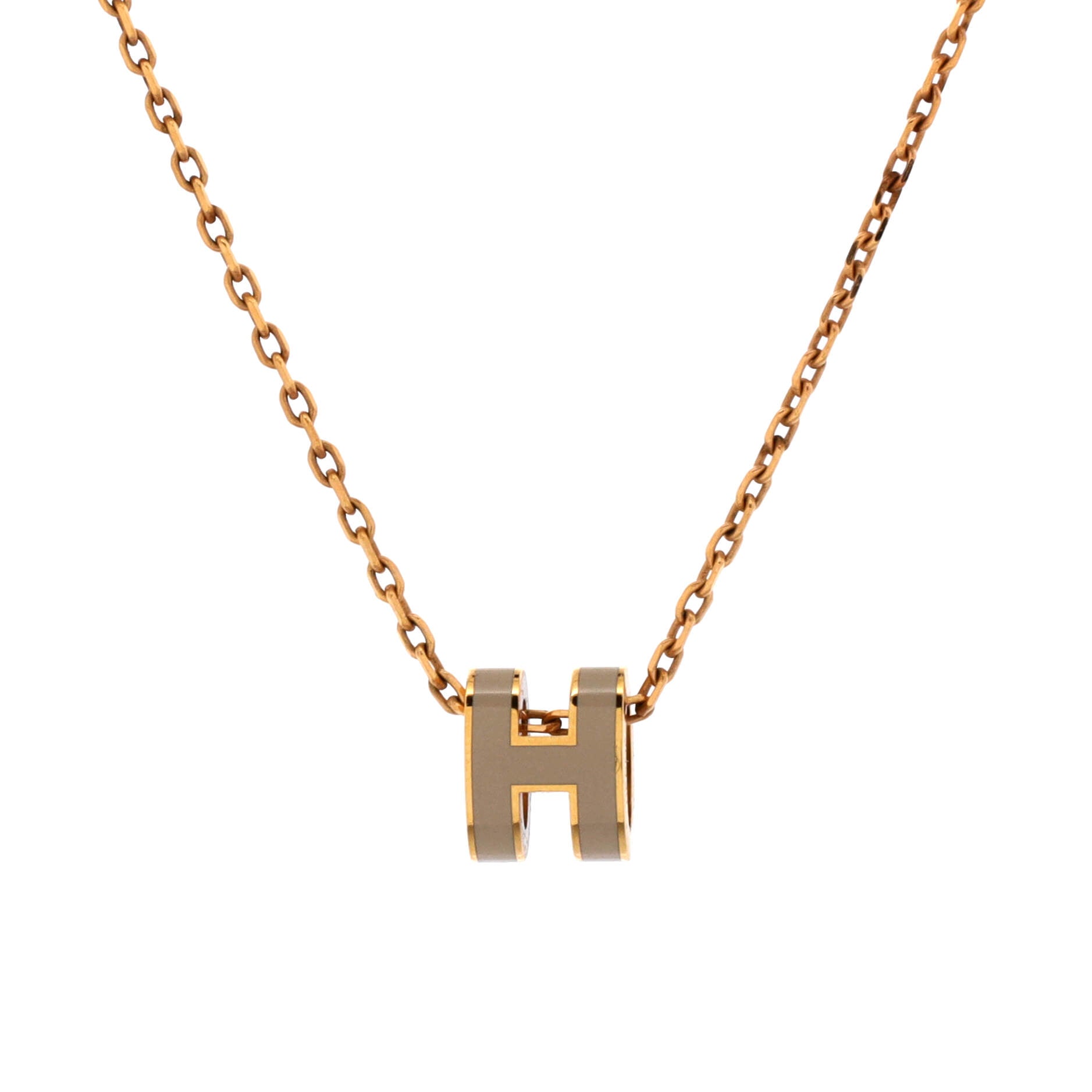 Pop H Pendant Chain Necklace Metal and Enamel Mini