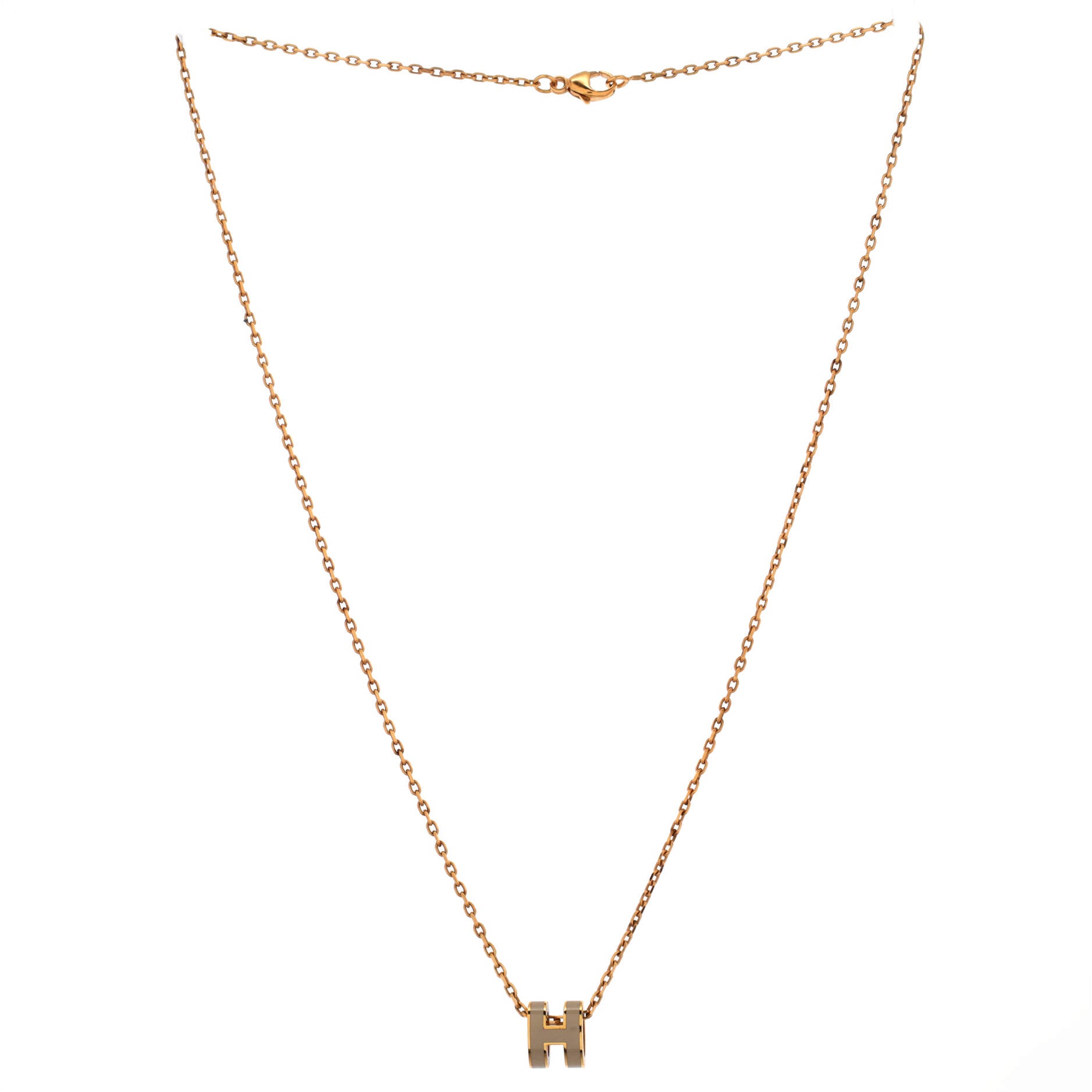 Pop H Pendant Chain Necklace Metal and Enamel Mini