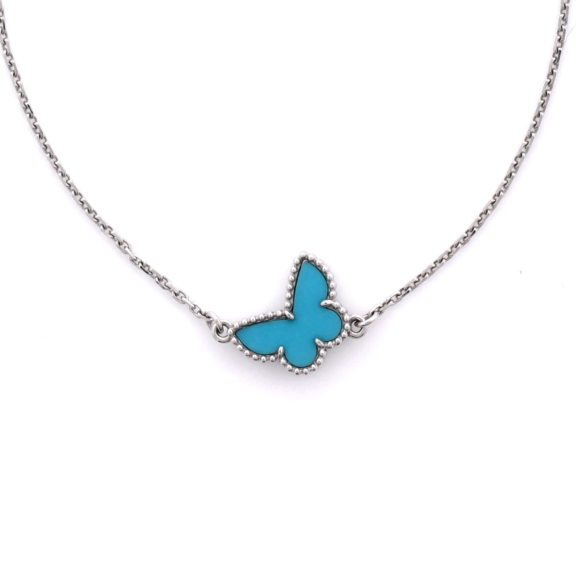 Sweet Alhambra Butterfly Bracelet 18K White Gold and Turquoise
