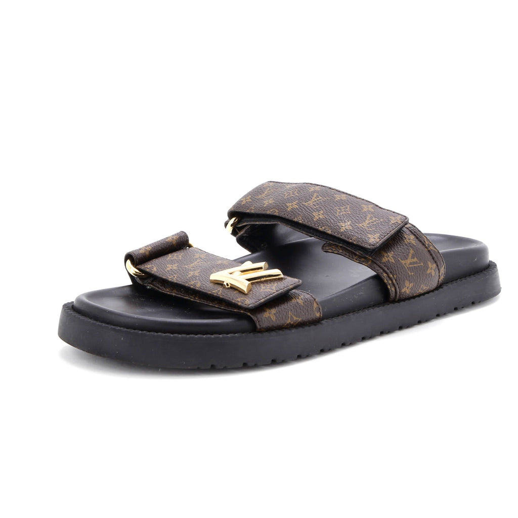 Women's Sunset Comfort Flat Mules Monogram Canvas