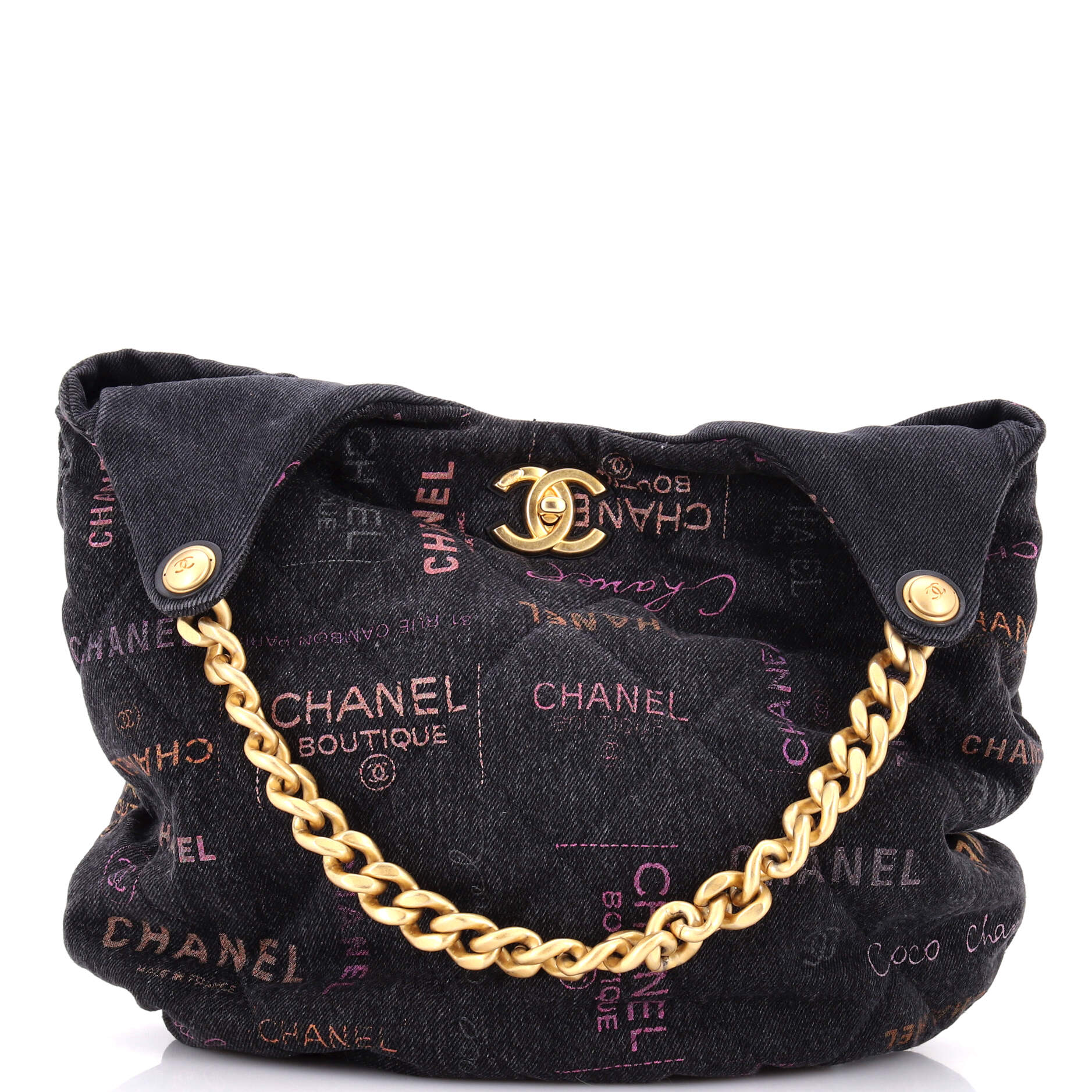 Denim Mood Hobo Logo Printed Quilted Denim Maxi