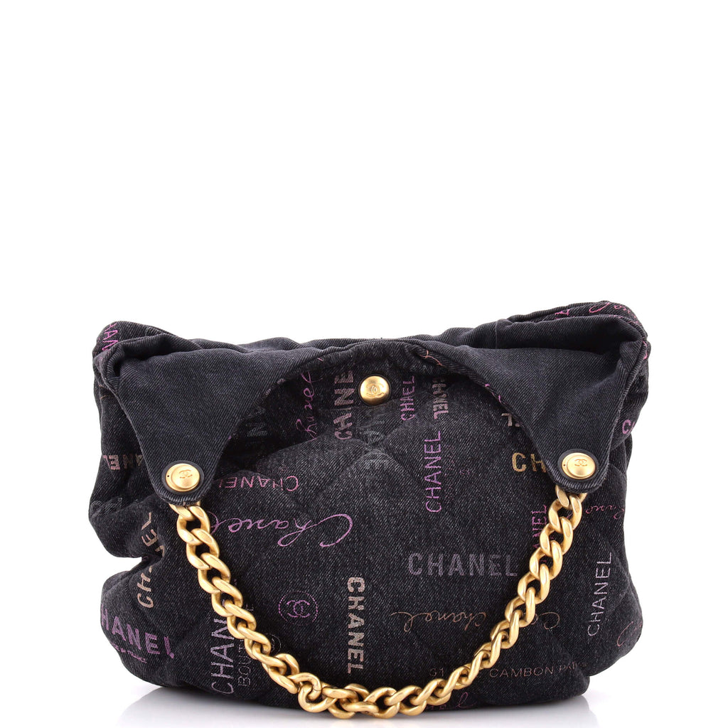 Denim Mood Hobo Logo Printed Quilted Denim Maxi