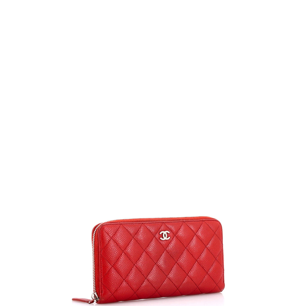Zip Around Wallet Quilted Caviar Long